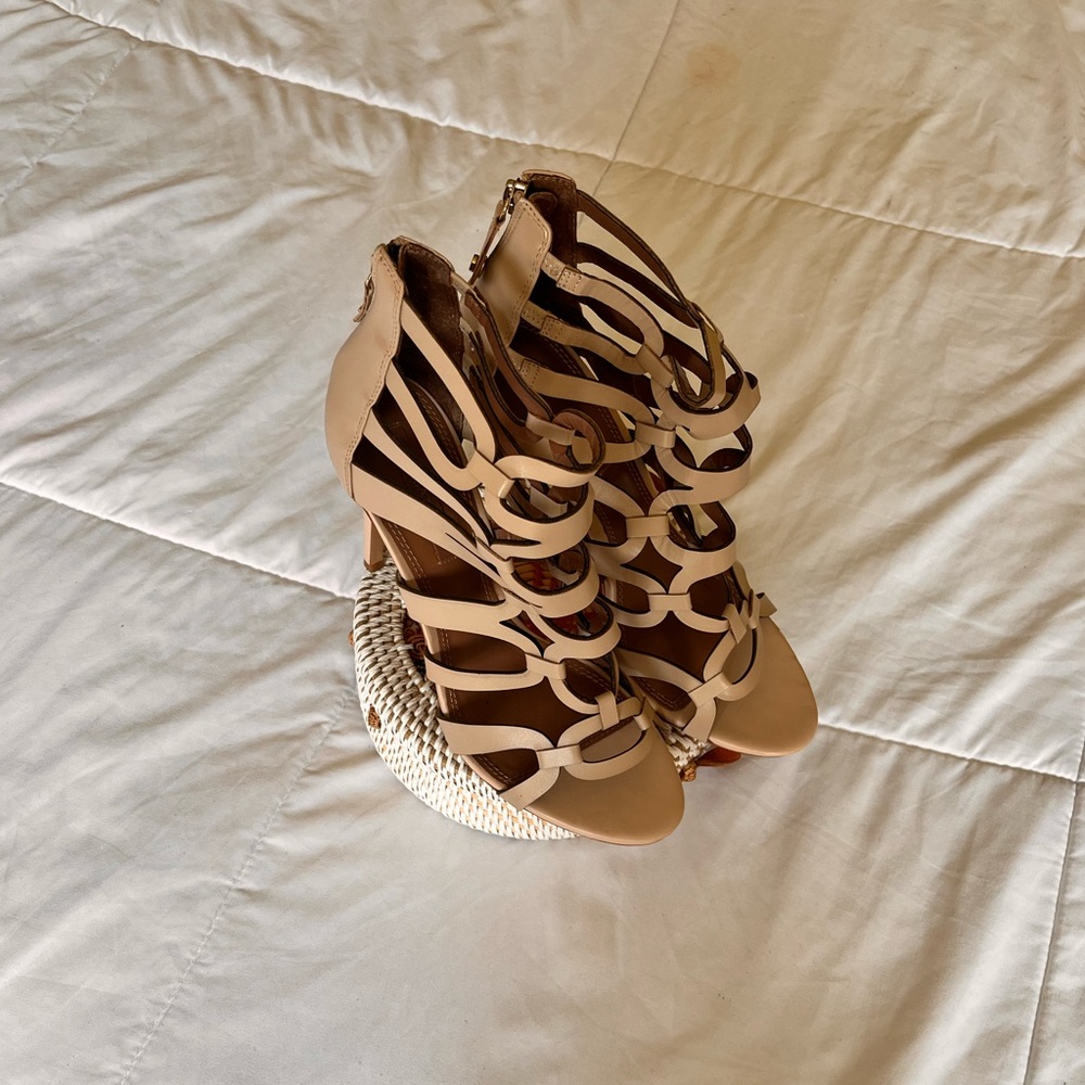 BCBGMaxAzria Cream Cut Out Heels